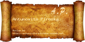 Antunovits Piroska névjegykártya