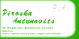 piroska antunovits business card